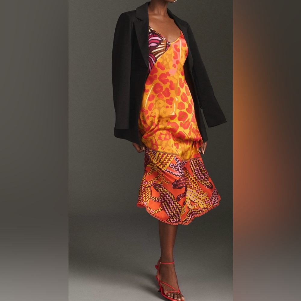 Farm Rio Printed Satin Slip Midi Dress - Picture 2 of 16